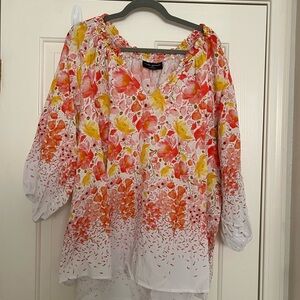 Lane Bryant Floral Blouse - Pink, Yellow, Orange